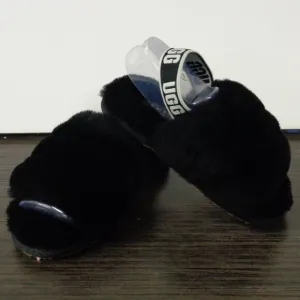 Brand New UGG T Fluff Yeah Slide. Black Sz 8 New In Box T/1098579T F53