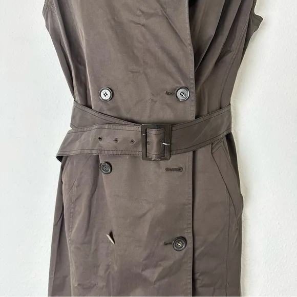 Brioni Sleeveless Midi Trench Dress Womans size 12 EU 46 Brown Luxury Couture