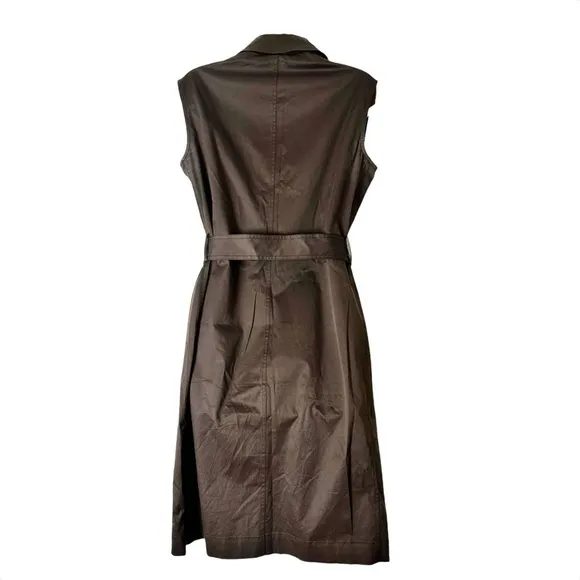 Brioni Sleeveless Midi Trench Dress Womans size 12 EU 46 Brown Luxury Couture