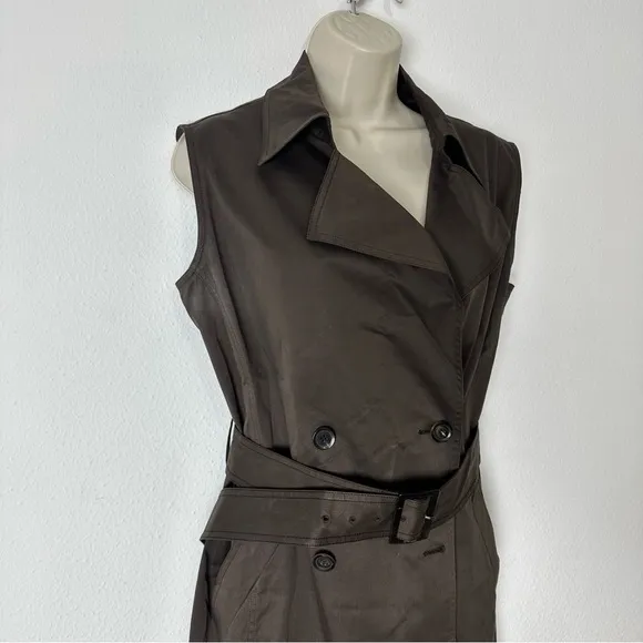 Brioni Sleeveless Midi Trench Dress Womans size 12 EU 46 Brown Luxury Couture