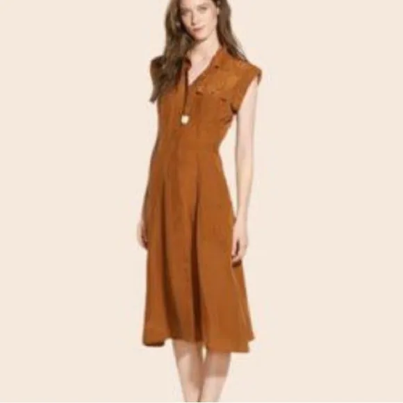 Broadway and Broome Madewell silk Midi Fit &amp; Flare Dress 4 Career Minimalist