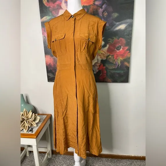 Broadway and Broome Madewell silk Midi Fit &amp; Flare Dress 4 Career Minimalist