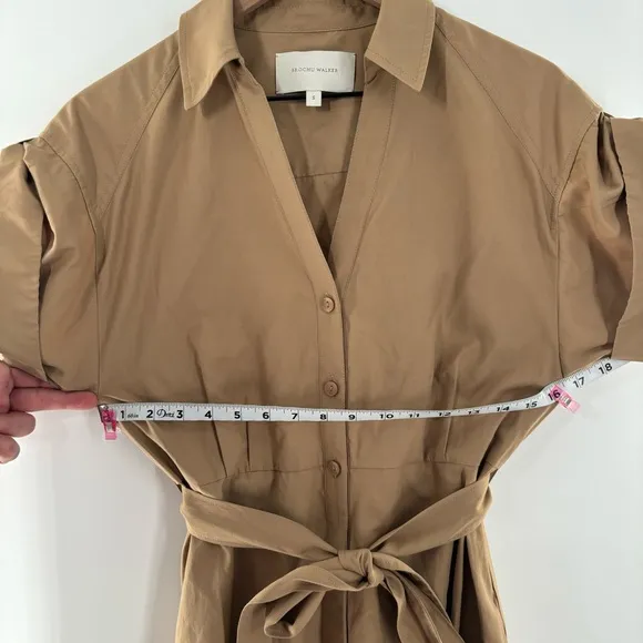 Brochu Walker Fia Belted Cotton Midi Dress Quiet Luxury Size Small