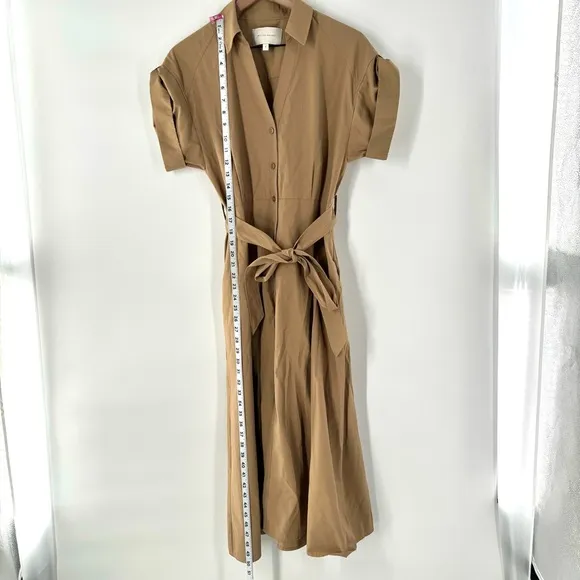 Brochu Walker Fia Belted Cotton Midi Dress Quiet Luxury Size Small
