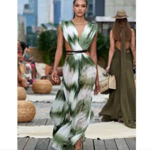 Bronx and Banco Solana Maxi Dress Green Women’s Size Small (4) Long Resort Gown