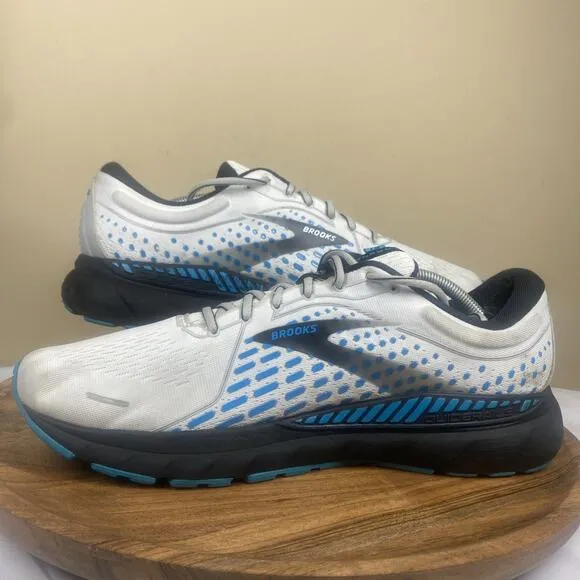Brooks Adrenaline Gts 21 White Atomic Blue Mens White Blue Size 13 Running Shoes