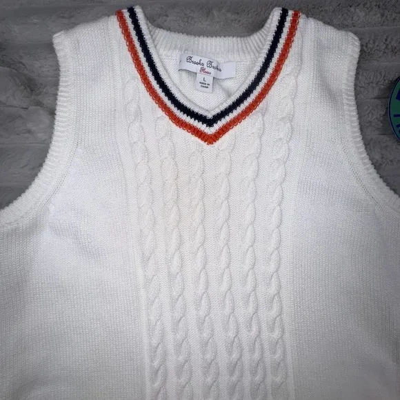 Brooks Brothers Girls Large White Cable‎ Knit Tennis Dress Luxury Suprima Cotton