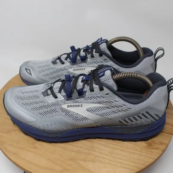 Brooks Shoes Mens 8 Cascadia 15 Sneakers Gray Blue Trail Running Outdoor Comfort