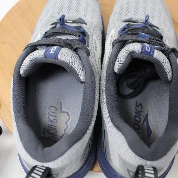 Brooks Shoes Mens 8 Cascadia 15 Sneakers Gray Blue Trail Running Outdoor Comfort