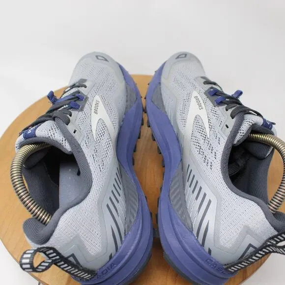 Brooks Shoes Mens 8 Cascadia 15 Sneakers Gray Blue Trail Running Outdoor Comfort