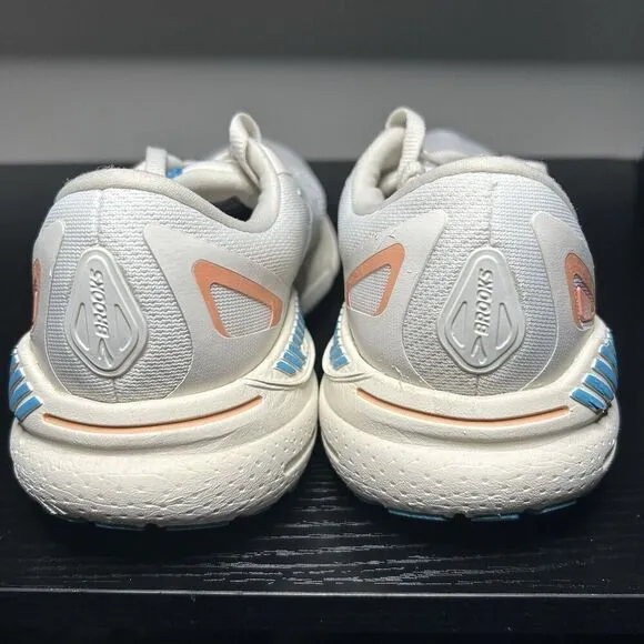 Brooks Womens Adrenaline GTS 23 Running Shoes Sz 8 White Blue Comfort Cushioned