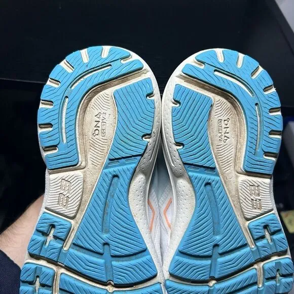 Brooks Womens Adrenaline GTS 23 Running Shoes Sz 8 White Blue Comfort Cushioned
