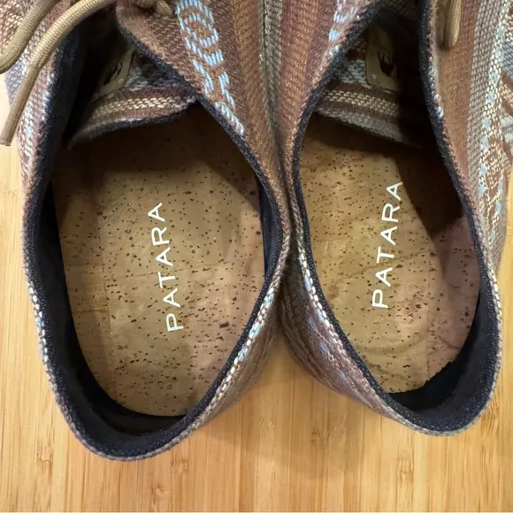 Brown Cloth Oxfords with Geometric Pattern - EUC