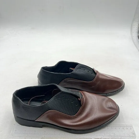 Brown Men's Oxford Dress Shoes Round Toe Lace-up Leather Modern Business Shoes