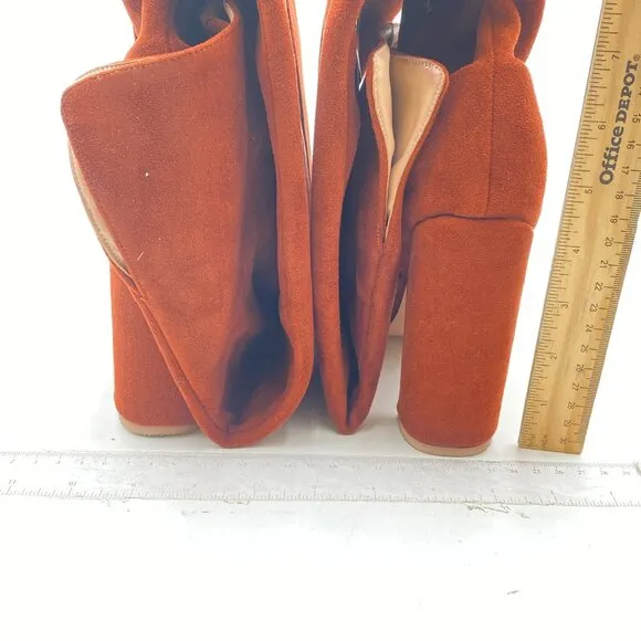 Brown Over The Knee Chunky High Heels Stretch Thigh High Zipper Long Boot