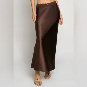 Brown Waist Lace SlipSkirt