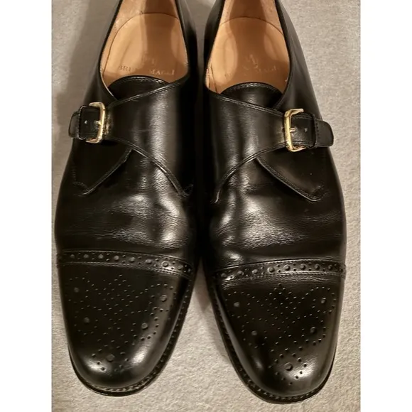 Bruno Magli Italian Men's Leather Monk Strap Perforated Dress Shoes M 13 Career