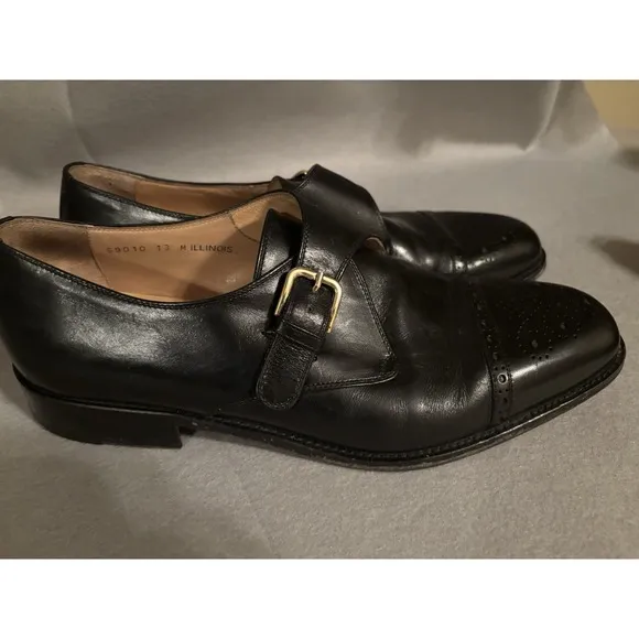 Bruno Magli Italian Men's Leather Monk Strap Perforated Dress Shoes M 13 Career