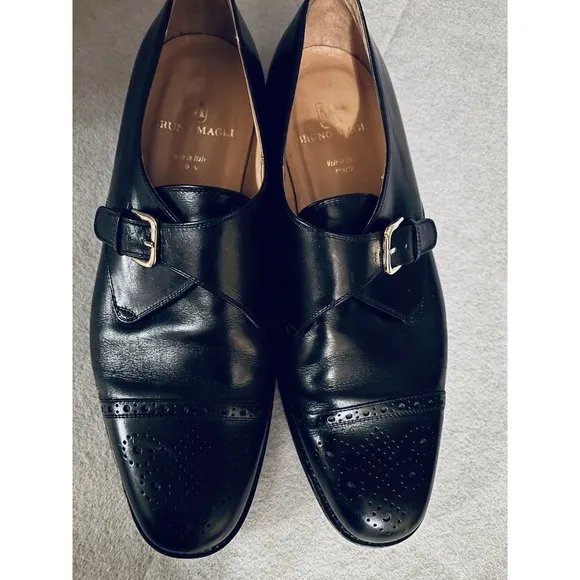 Bruno Magli Italian Men's Leather Monk Strap Perforated Dress Shoes M 13 Career