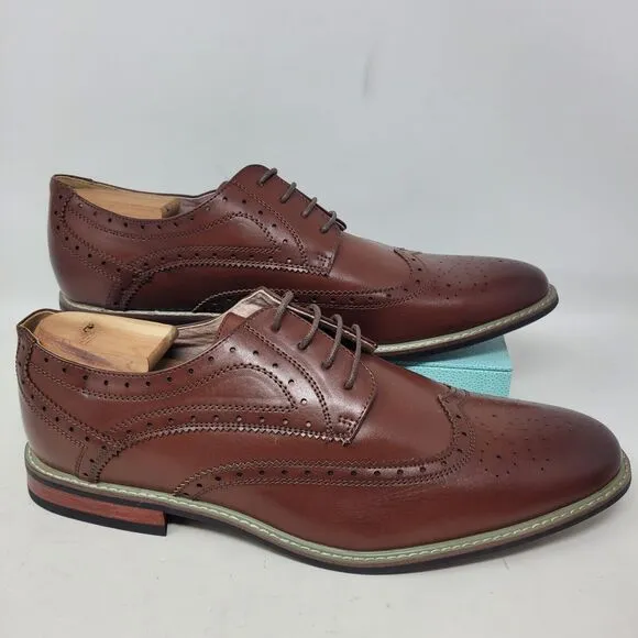 Bruno Marc Mens Cordovan Brown Wingtip Brogue Dress Shoes Size US 14 EU 48 New