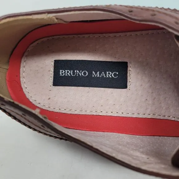 Bruno Marc Mens Cordovan Brown Wingtip Brogue Dress Shoes Size US 14 EU 48 New