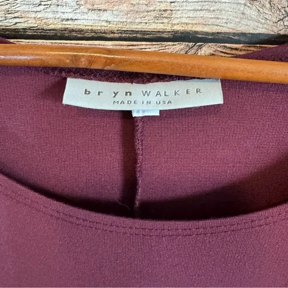 Bryn Walker Maroon Phillipa Long Sleeve Lagenlook Pocket Minimalist Maxi Dress S
