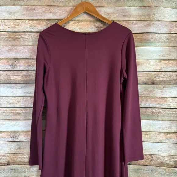 Bryn Walker Maroon Phillipa Long Sleeve Lagenlook Pocket Minimalist Maxi Dress S