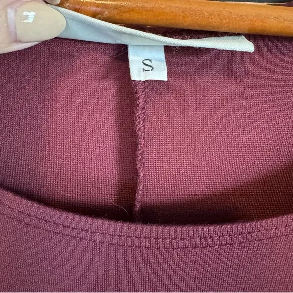 Bryn Walker Maroon Phillipa Long Sleeve Lagenlook Pocket Minimalist Maxi Dress S