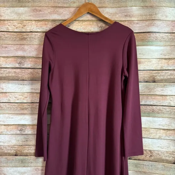 Bryn Walker Maroon Phillipa Long Sleeve Lagenlook Pocket Minimalist Maxi Dress S