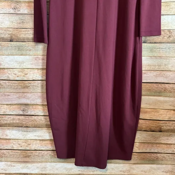 Bryn Walker Maroon Phillipa Long Sleeve Lagenlook Pocket Minimalist Maxi Dress S