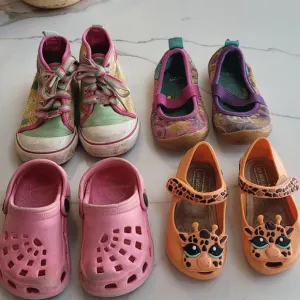 Bundle Of Baby Girl Shoes Includes Mini Melissa, Crocs, Chooze, Baby Gap Size 6