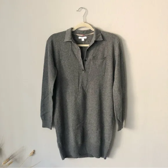 Burberry Children Holiday Cashmere Long Sleeve Knit Dress in Grey Size 14y