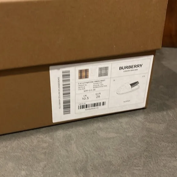 Burberry Girls Litherton Faux Fur Slippers NIB