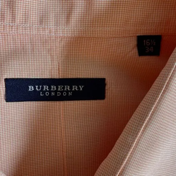 Burberry London Multicolor Apricot Dress Shirt Quiet Luxury Size L