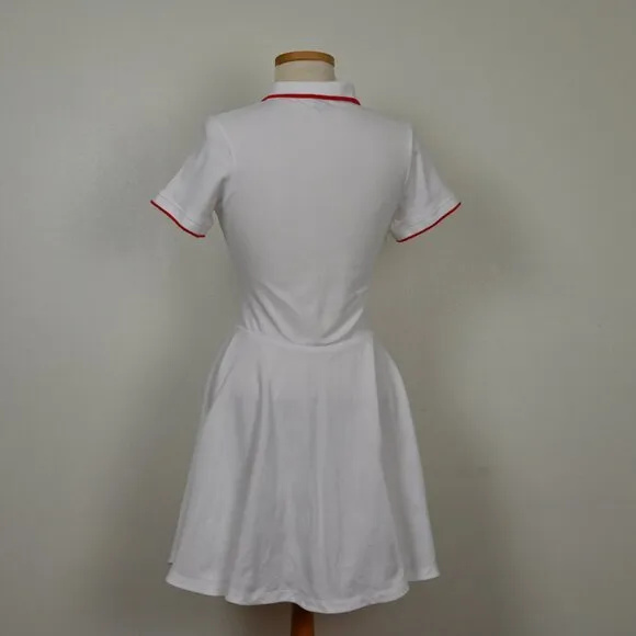 Burberry Preppy Retro Minimalist White Mini A-Line Shirt Polo Shirt Dress 14Y •