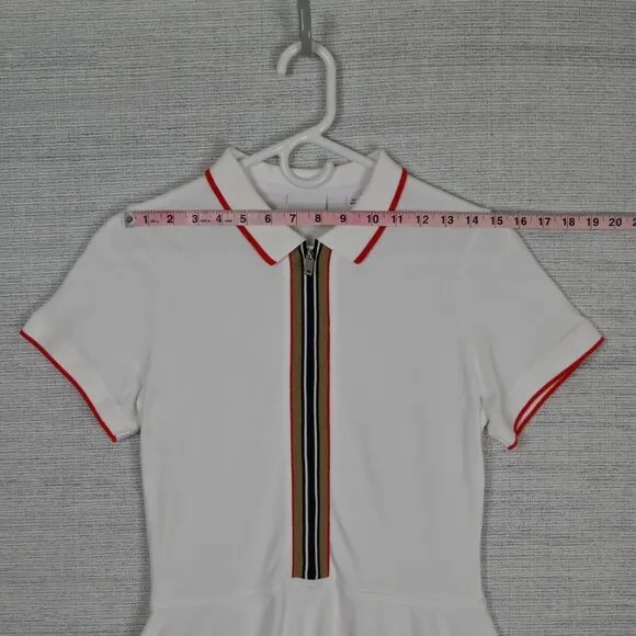 Burberry Preppy Retro Minimalist White Mini A-Line Shirt Polo Shirt Dress 14Y •