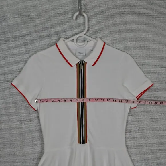 Burberry Preppy Retro Minimalist White Mini A-Line Shirt Polo Shirt Dress 14Y •