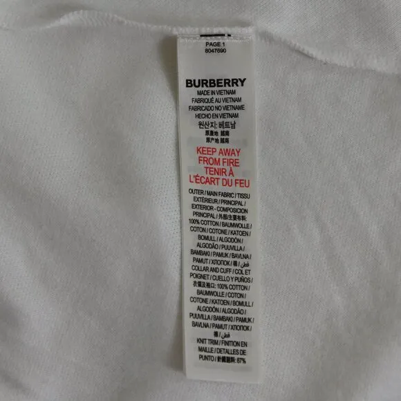 Burberry Preppy Retro Minimalist White Mini A-Line Shirt Polo Shirt Dress 14Y •
