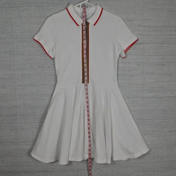 Burberry Preppy Retro Minimalist White Mini A-Line Shirt Polo Shirt Dress 14Y •