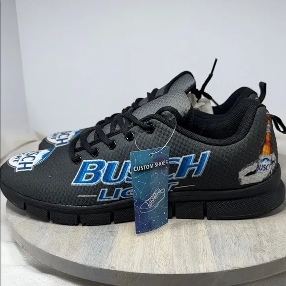 Bush Light Men's Black Athletic Shoes custom made Size 12