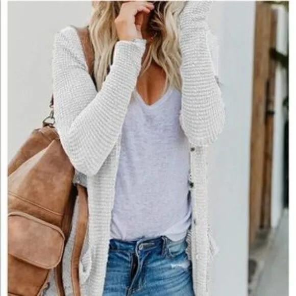 Button Down Knitted Sweater Cardigan