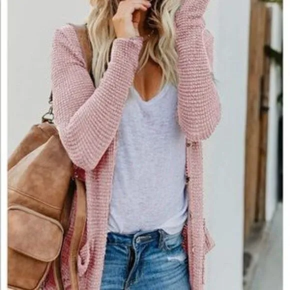 Button Down Knitted Sweater Cardigan
