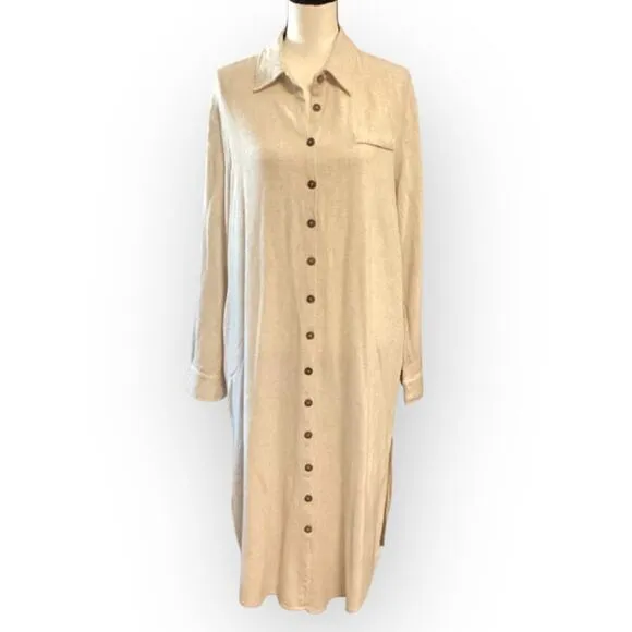 by Egreis Maybel Minimalist Button Front Shirt Dress in Cream Medium