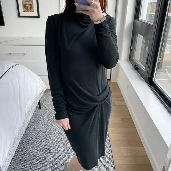 By Malene Birger High Neck Ruched Waist Dress Black Small