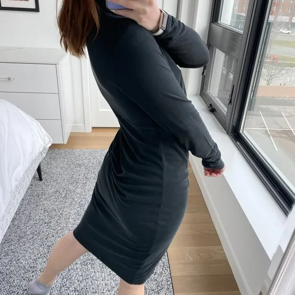 By Malene Birger High Neck Ruched Waist Dress Black Small