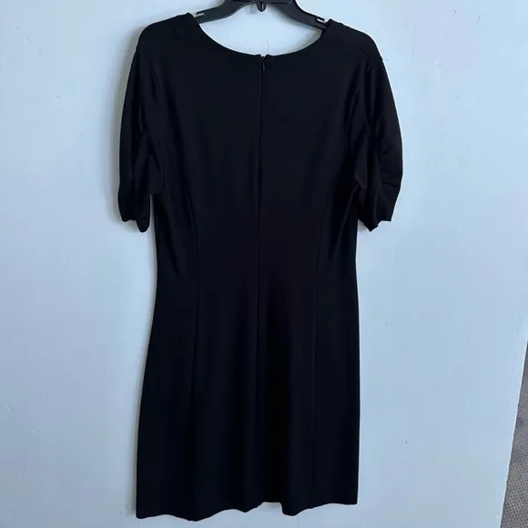 CAbi 3827 Minimalist Black Dress Sheath Size Large Short Sleeves Stretch