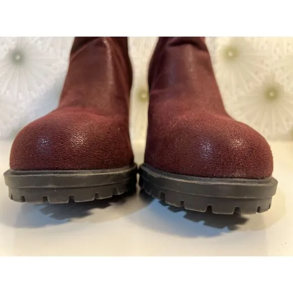 Call It Spring (ALDO) burgundy stacked heel ankle boots. Size 8.