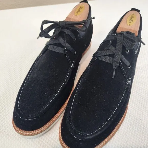 Calto Tall Men Shoes Elevator Height Increase Black Suede Size 12 Adds 2.6&quot;