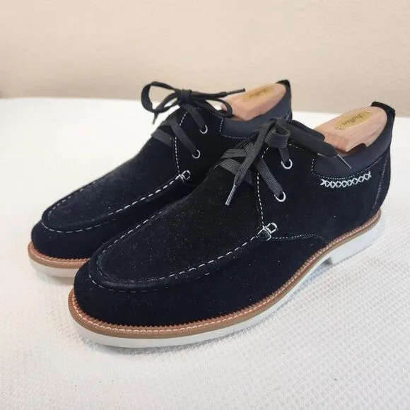 Calto Tall Men Shoes Elevator Height Increase Black Suede Size 12 Adds 2.6&quot;