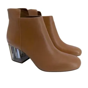 Calvin Klein Boots Womens 8 M Tan Lorah Luxor Ankle Chunky Heel Leather Booties